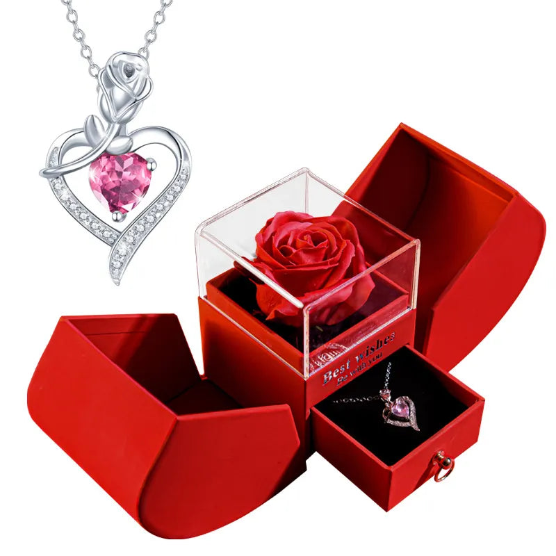 Rose Jewelry Gift Box with Necklace