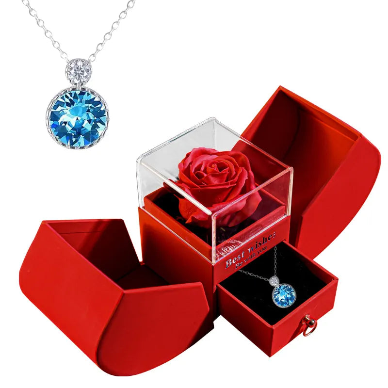 Rose Jewelry Gift Box with Necklace